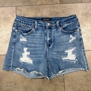Judy Blue Women's Ripped Jean Shorts - Blue